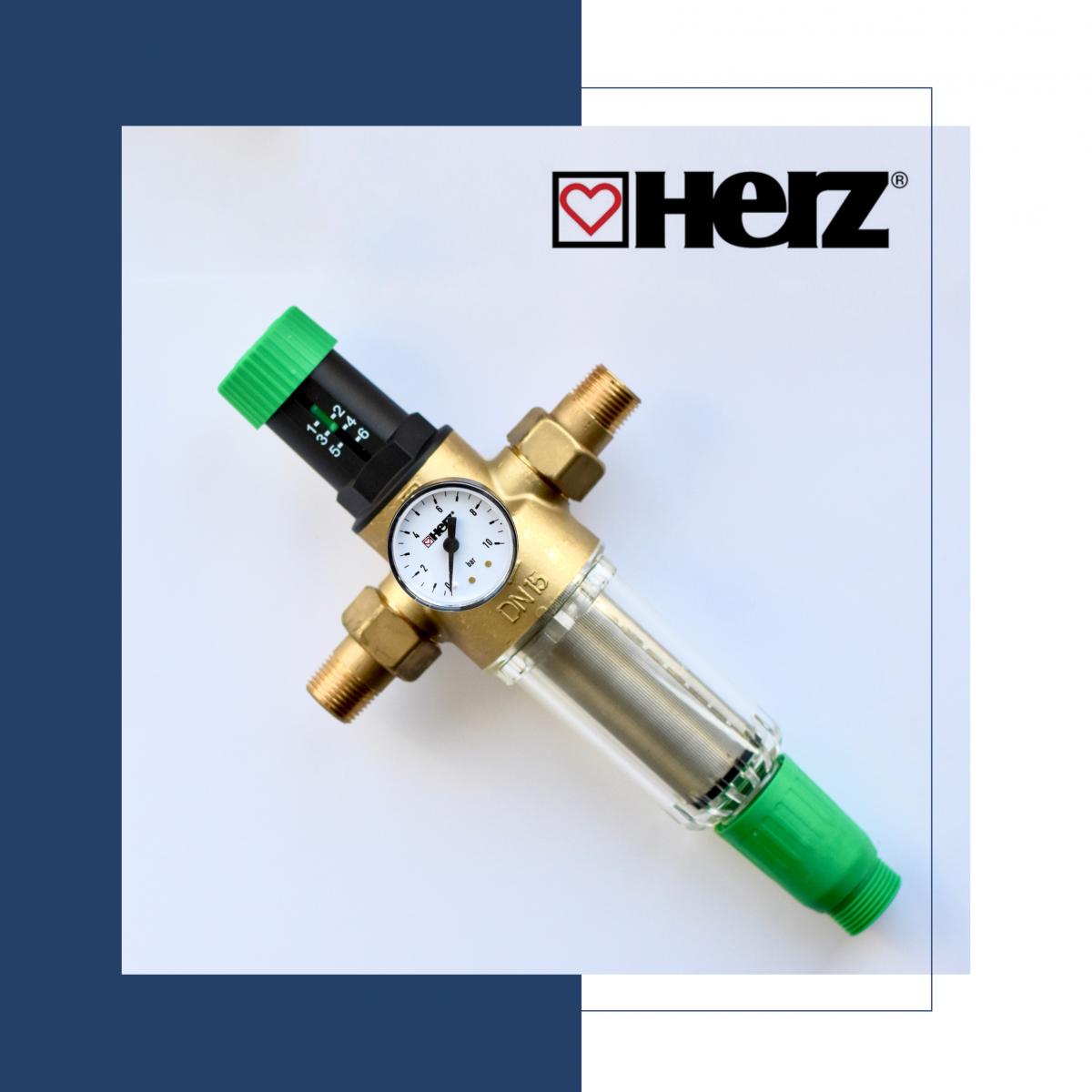 Редуктор тиску з фільтром HERZ - надійне рішення для захисту системи водопостачання.